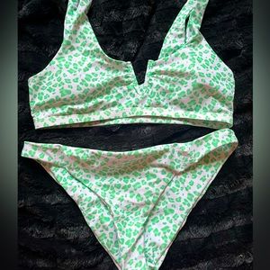 cheetah print green bikini